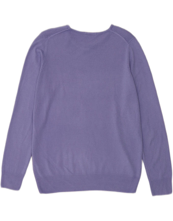 Maglione maglione con scollo a barca da donna Marks & Spencer UK 14 grande acrilico viola