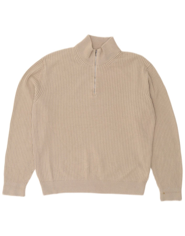 Massimo Dutti Maglione da uomo con zip e collo in cotone beige medio