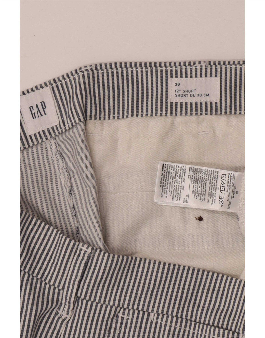 Pantaloncini chino da uomo Gap W36 cotone a righe grandi blu