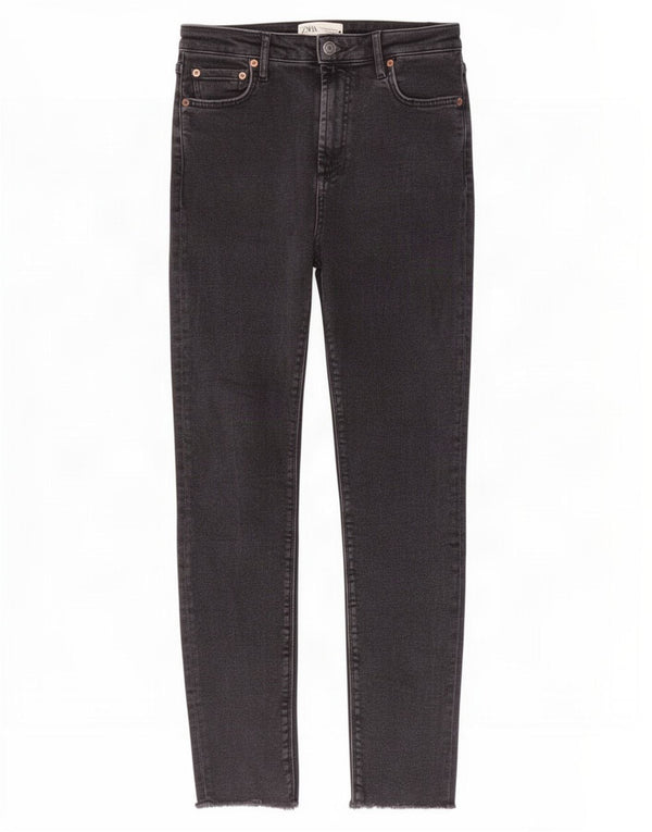 Jeans skinny a vita alta da donna Zara EU 38 Small W28 L29 cotone nero