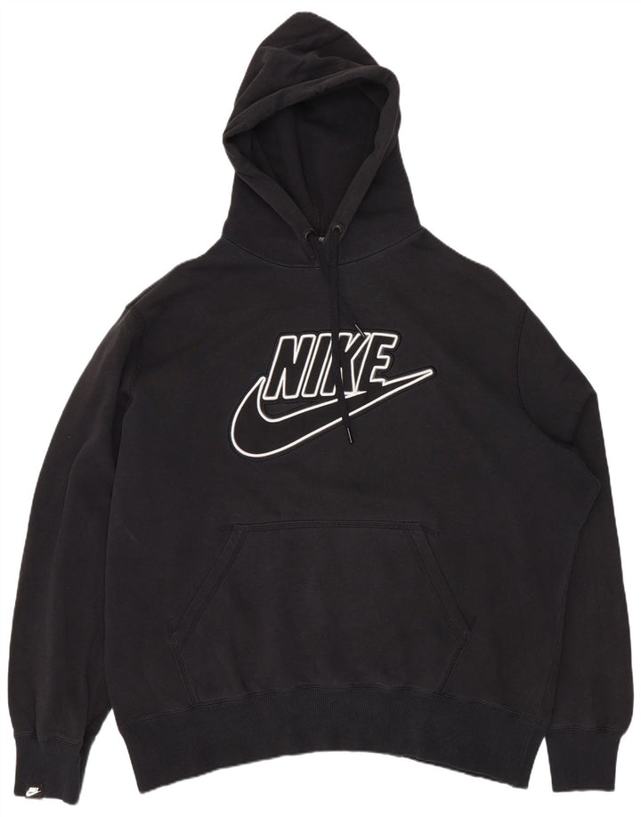 Felpa con cappuccio oversize con grafica NIKE da donna UK 18 XL in cotone nero