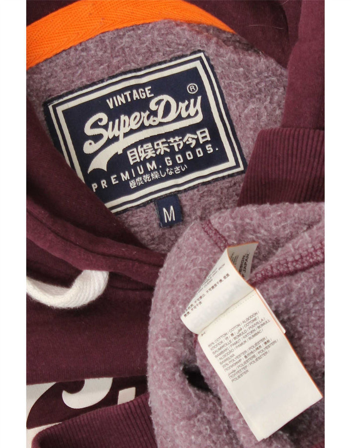 Maglione con cappuccio grafico da uomo Superdry in cotone bordeaux medio