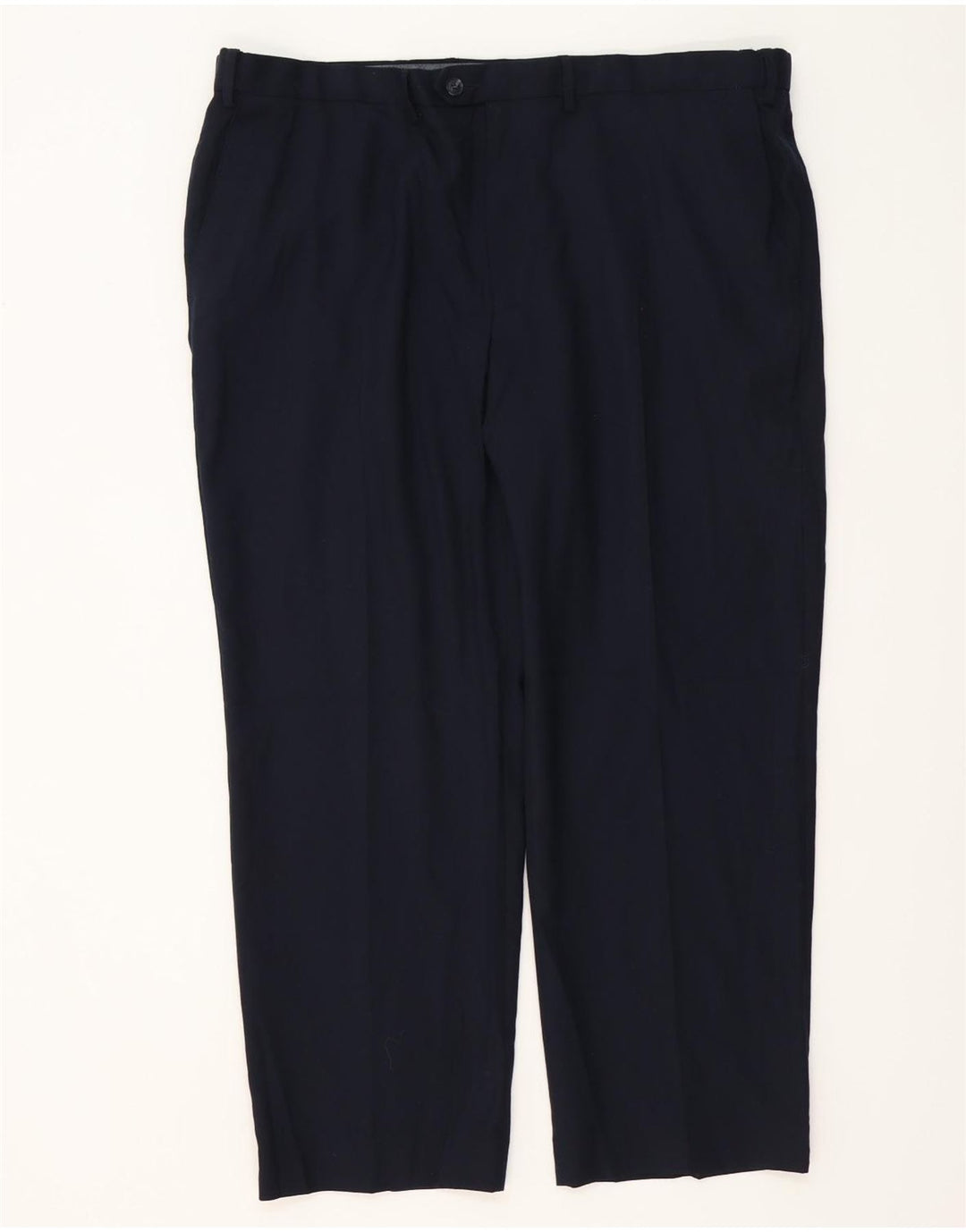 MARKS & SPENCER Pantaloni da abito vestibilità regolare da uomo W42 L29 Lana blu navy