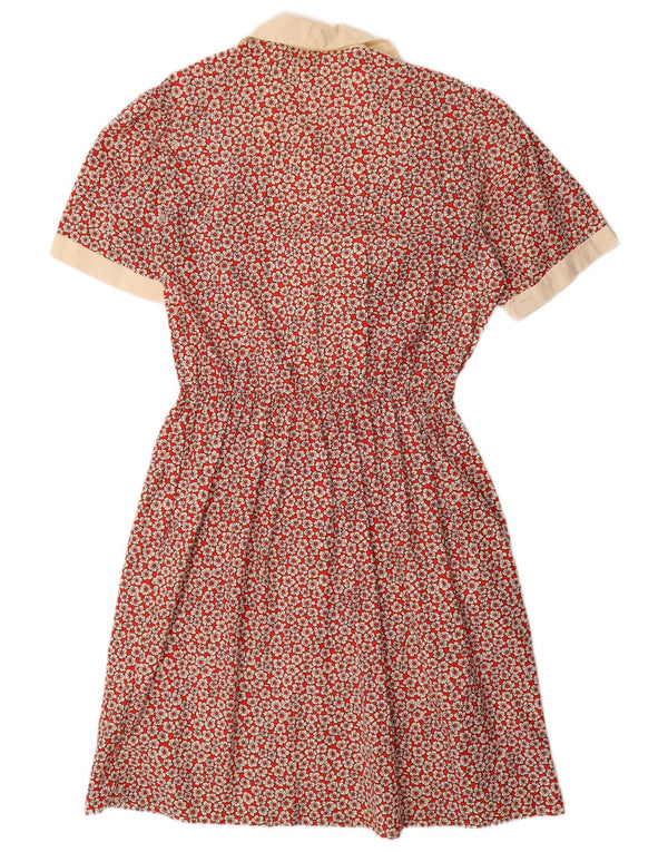 Abito vintage da donna a trapezio IT 54 3XL Cotone floreale rosso