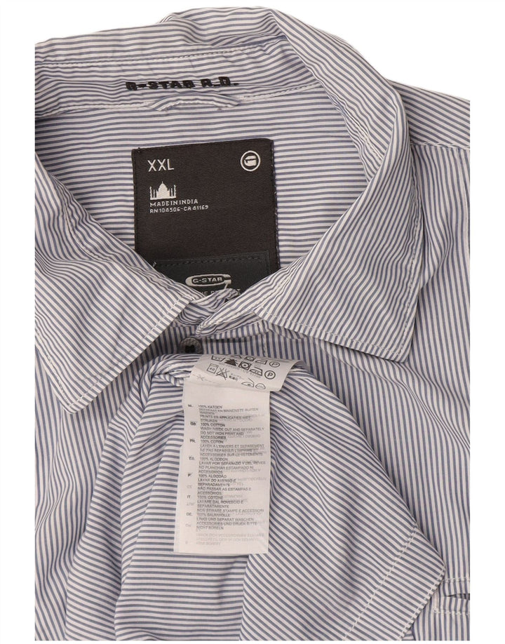 Camicia a maniche corte da uomo G-STAR 2XL cotone gessato blu navy