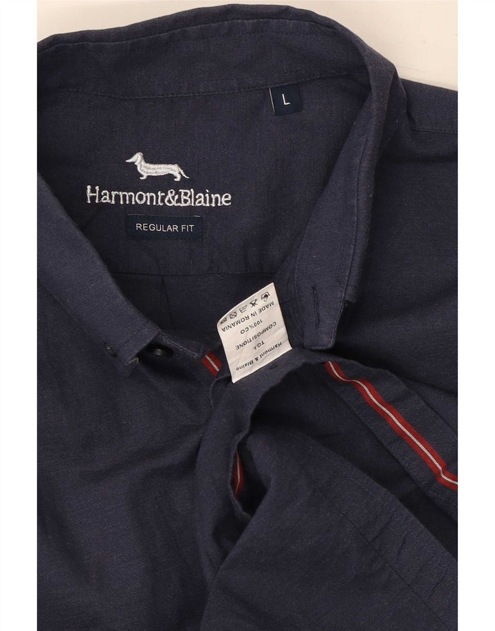 Camicia da uomo Harmont & Blaine vestibilità regolare grande cotone blu navy