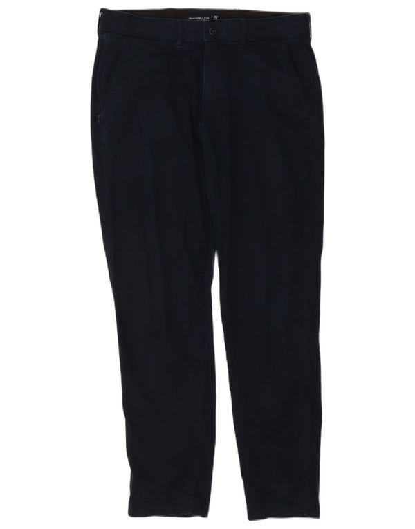 Pantaloni chino skinny da uomo Abercrombie & Fitch W33 L28 in cotone blu navy