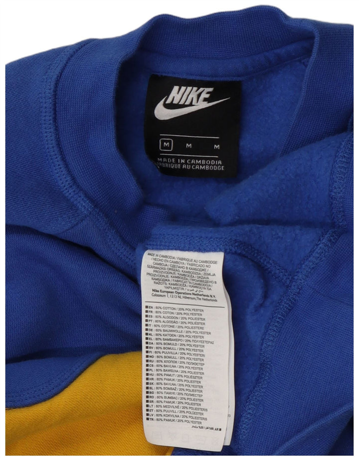 Felpa corta Nike da donna con grafica, maglione UK 14, cotone blu medio