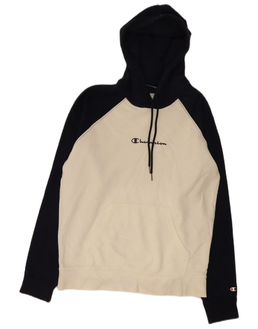 Felpa con cappuccio da uomo Champion, cotone color block bianco medio