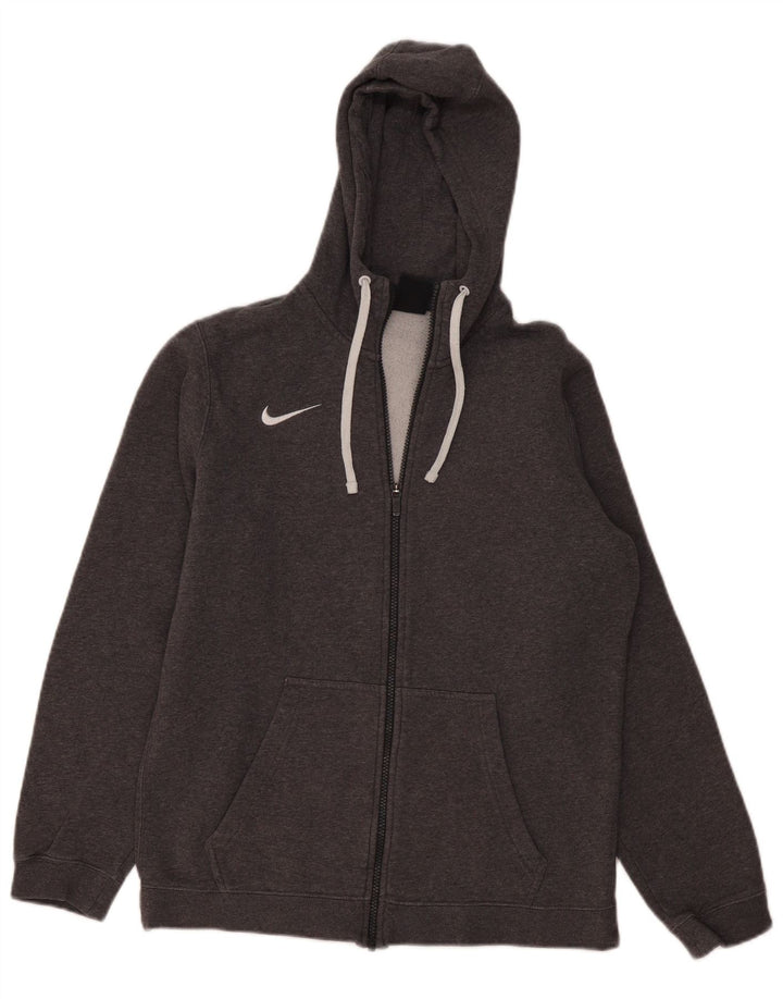 Felpa con cappuccio e zip Nike da uomo in cotone grigio medio
