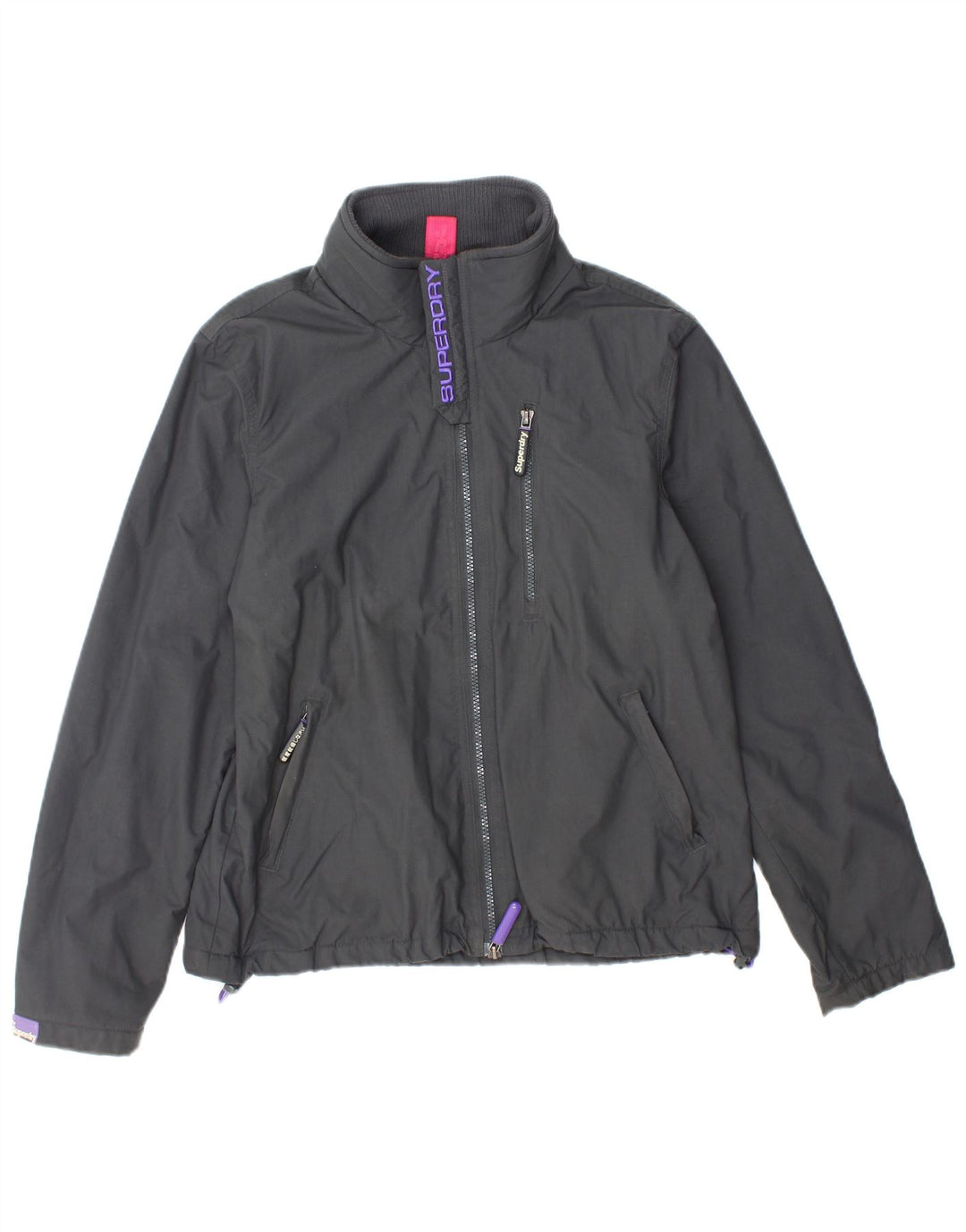 SUPERDRY Womens The Windhiker Windbreaker Jacket UK 16 Large Grey Nylon