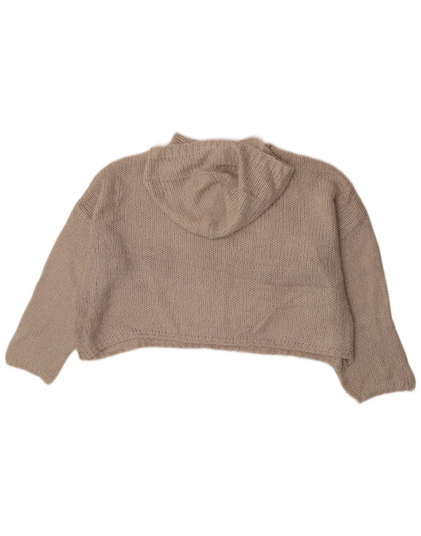 Maglione oversize con cappuccio corto da donna Benetton UK 10 piccolo Beige