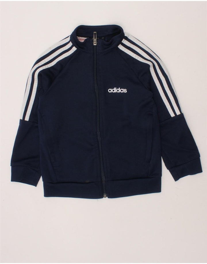ADIDAS Boys Tracksuit Top Jacket 5-6 Years Navy Blue Polyester Sports Vintage Adidas and Second-Hand Adidas from Messina Hembry 