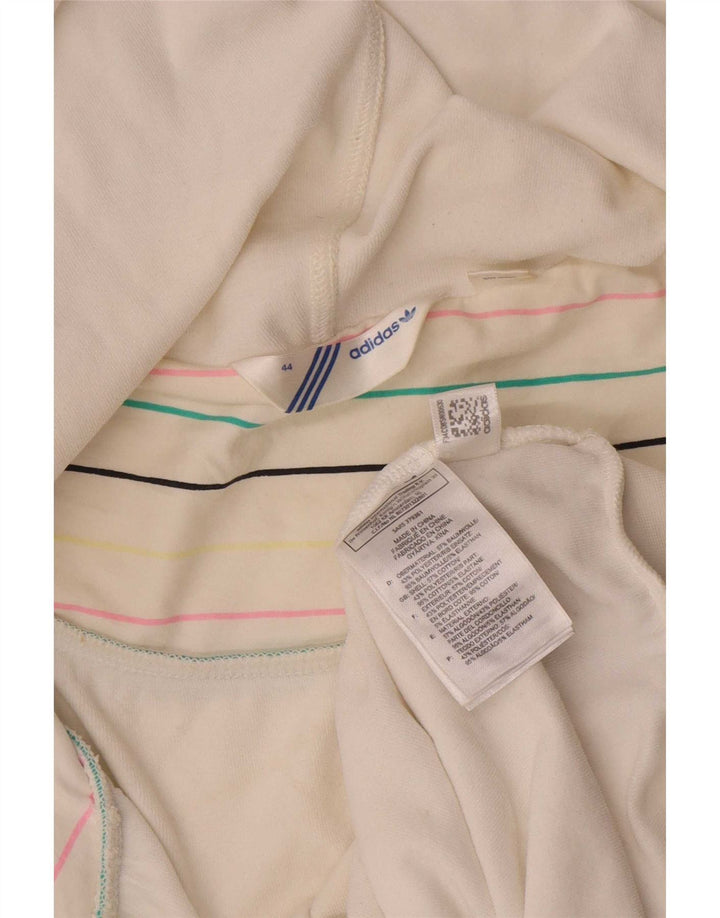 Felpa con cappuccio e zip da donna Adidas IT 44 cotone bianco medio