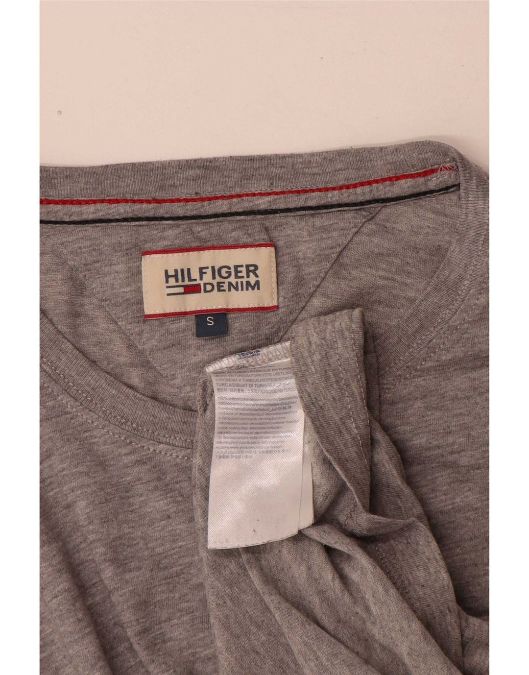 Tommy Hilfiger Top da uomo a maniche lunghe in cotone chiazzato grigio piccolo