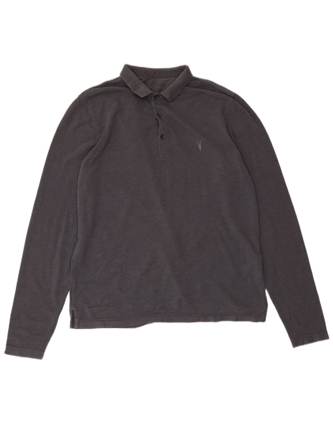 Polo da uomo a maniche lunghe All Saints Large in cotone grigio