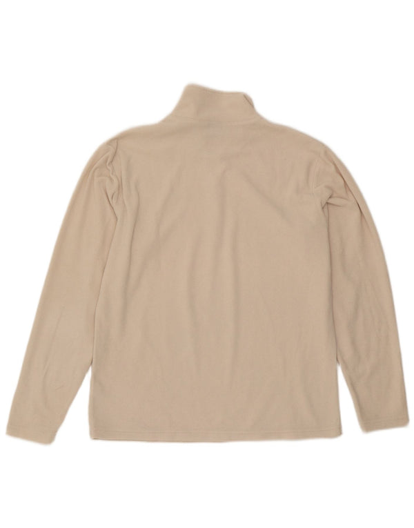 Maglione in pile da donna Asics con collo con zip, UK 16, grande, poliestere bianco sporco