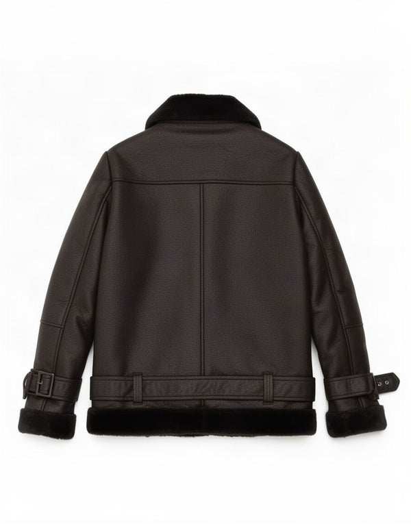 Topshop Giacca da motociclista oversize in ecopelle Sherpa da donna UK 8 piccola nera