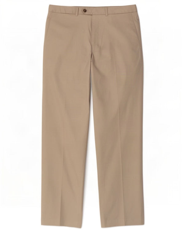 Pantaloni da abito dritti da uomo Marks & Spencer W34 L29 cotone beige