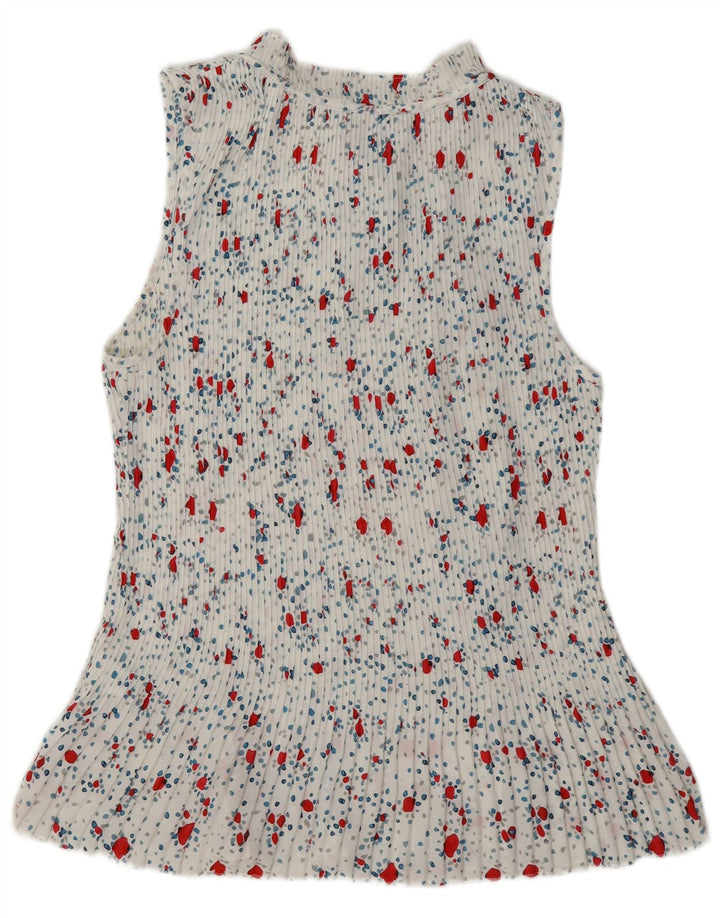 Dkny Camicetta da donna senza maniche con allacciatura sul davanti UK 18 XL Poliestere floreale bianco