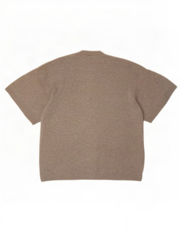 Maglione da donna Jigsaw a maniche corte con scollo a V UK 14 Grigio medio chiazzato