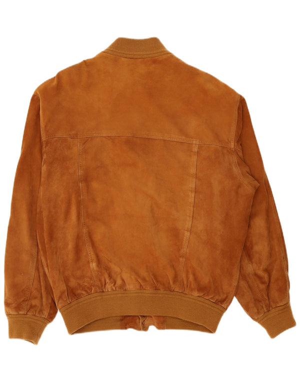 Giubbotto bomber vintage in pelle scamosciata da uomo IT 54 2XL in pelle marrone
