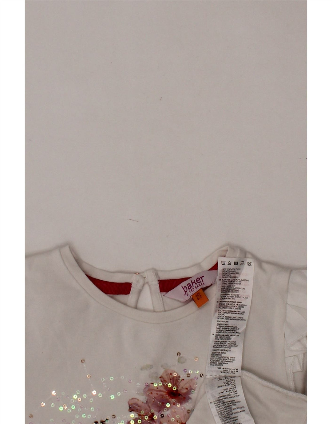 Top in camicetta grafica per ragazze TED BAKER 6-7 anni in cotone floreale bianco