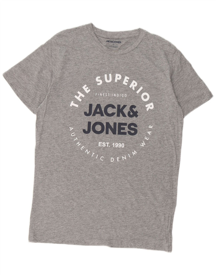 JACK & JONES T-shirt grafica da uomo in cotone grigio medio