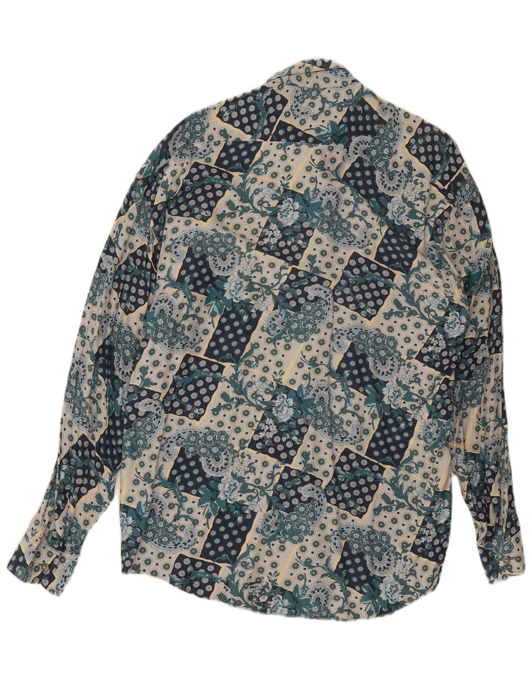 Camicia Vintage da Uomo in Viscosa Paisley Blu Medio