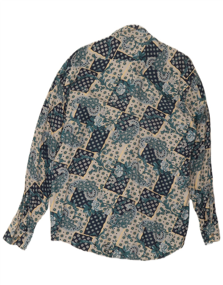 Camicia Vintage da Uomo in Viscosa Paisley Blu Medio