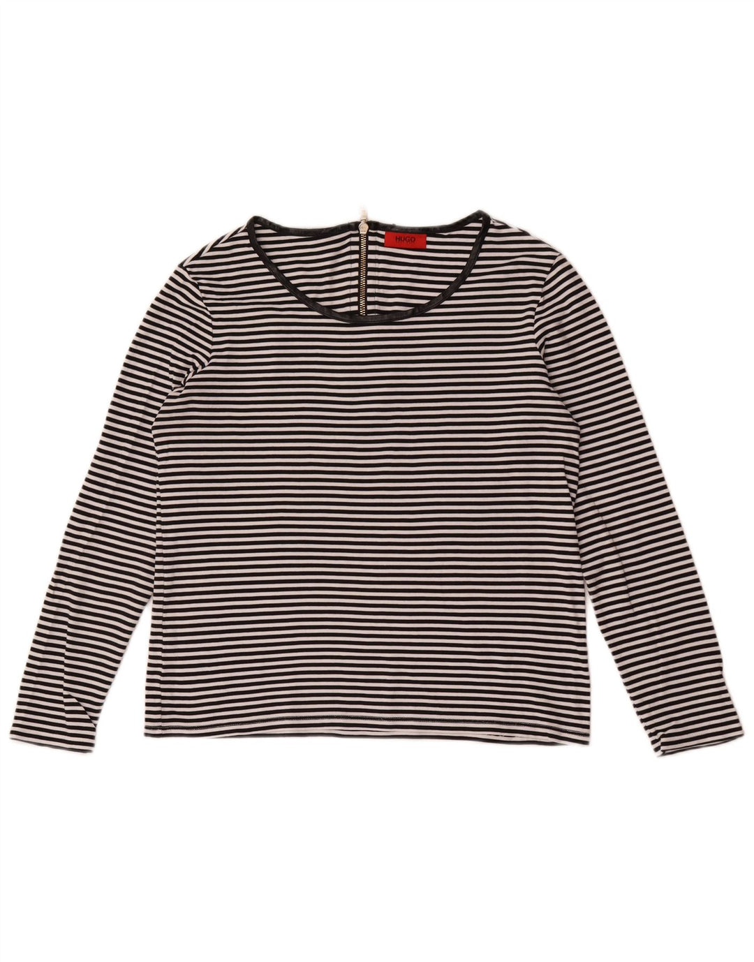 Top da donna a maniche lunghe Hugo Boss UK 12 medio nero a righe