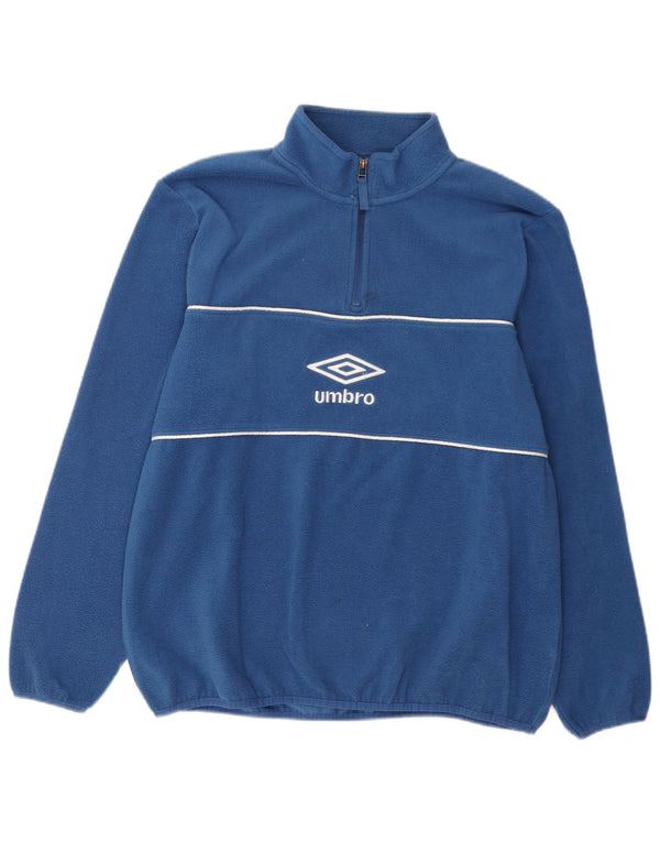 Umbro Maglione in pile con collo con zip grafica da uomo, grande poliestere blu
