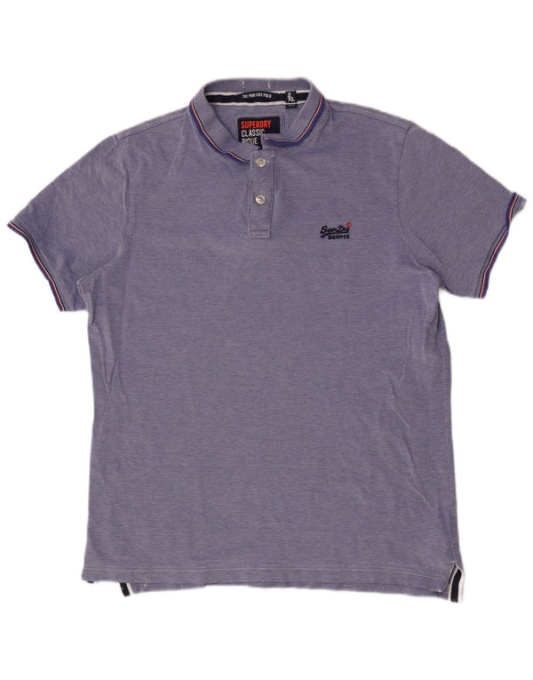 SUPERDRY Mens Polo Shirt 2XL Blue Cotton