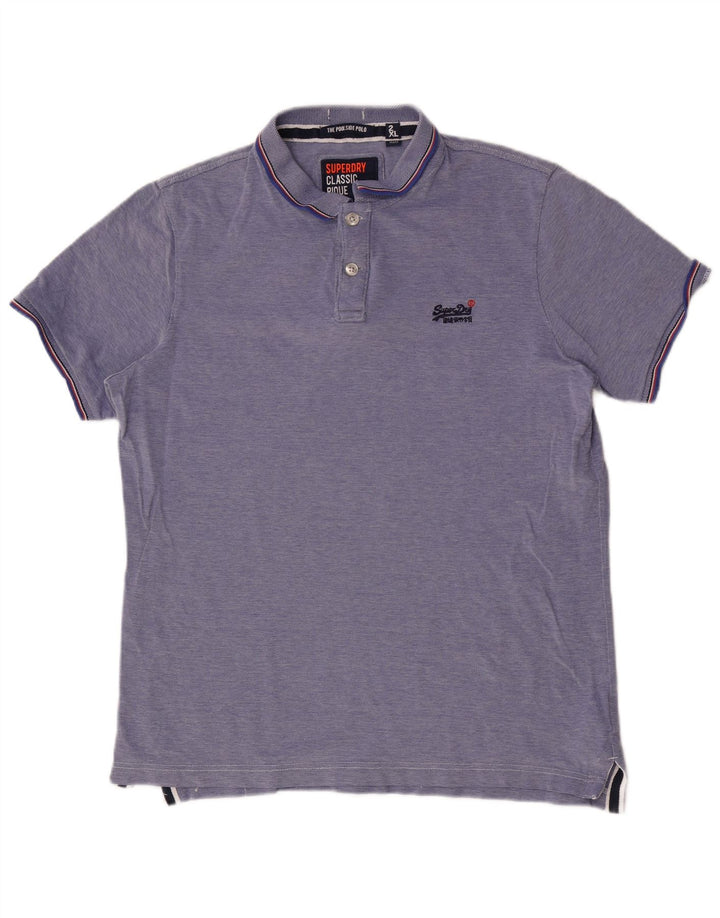 Polo da uomo SUPERDRY 2XL in cotone blu