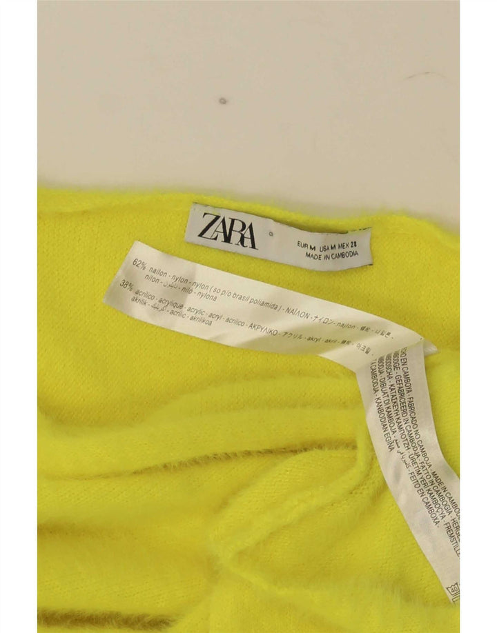 Top corto da donna Zara a maniche lunghe UK 14 nylon giallo medio
