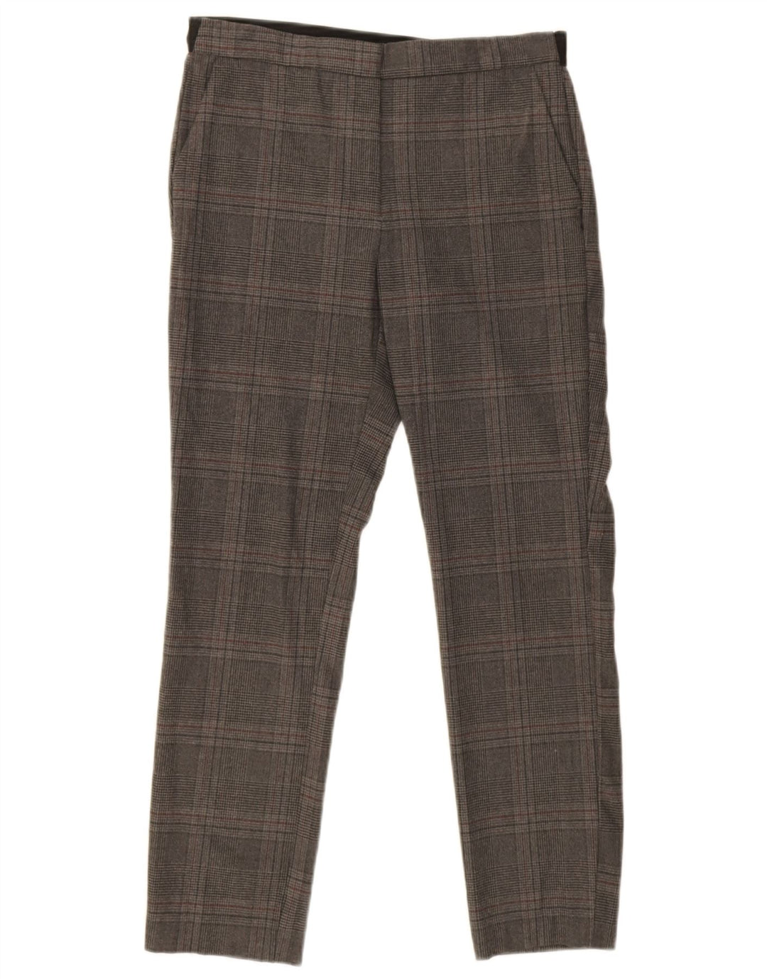 Pantaloni chino slim da donna Zara medi W32 L26 poliestere a quadri grigi