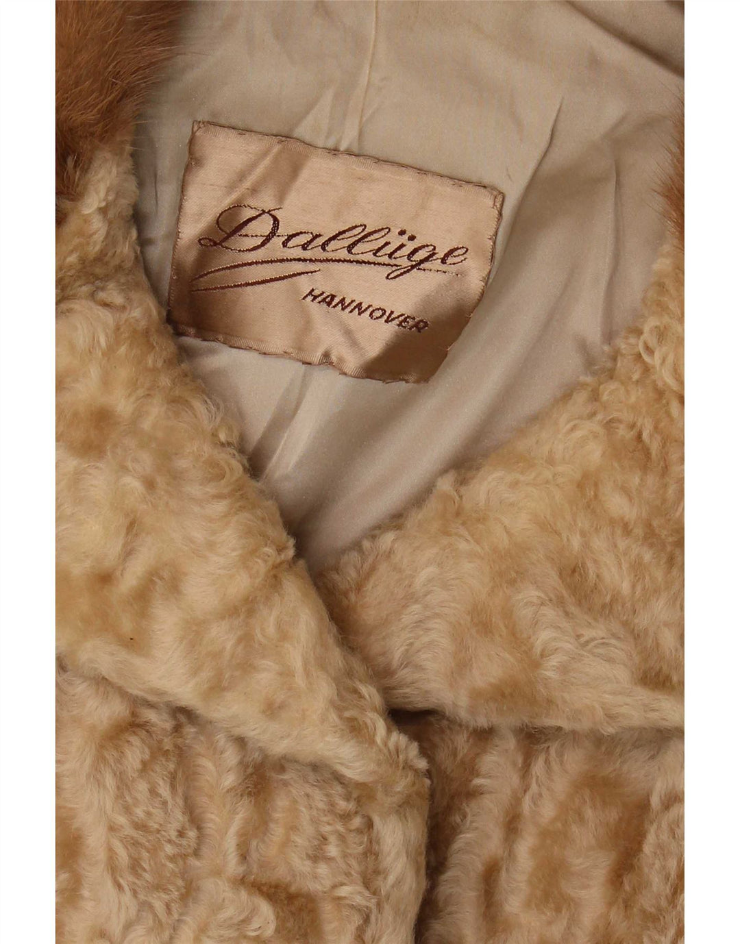 Giacca vintage da donna in pelliccia sintetica UK 10 piccola beige