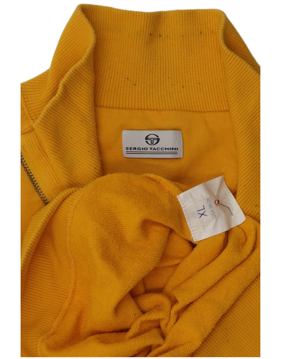 Maglione da uomo Sergio Tacchini con zip e collo XL in cotone giallo