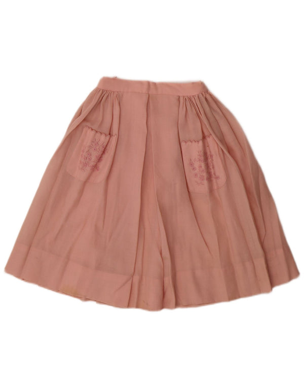 Gonna a trapezio pieghettata da donna vintage W20 2XS rosa floreale