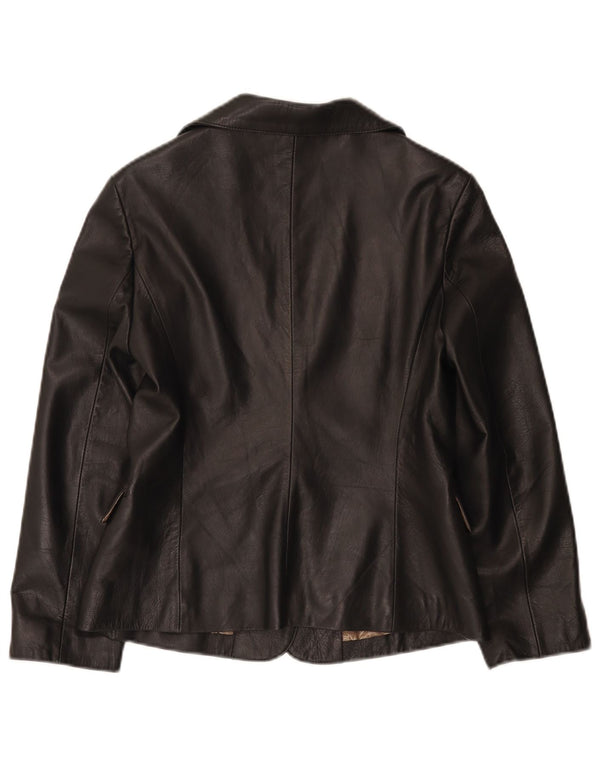 Giacca blazer in pelle da donna a 1 bottone Icinoo UK 10 piccola nera