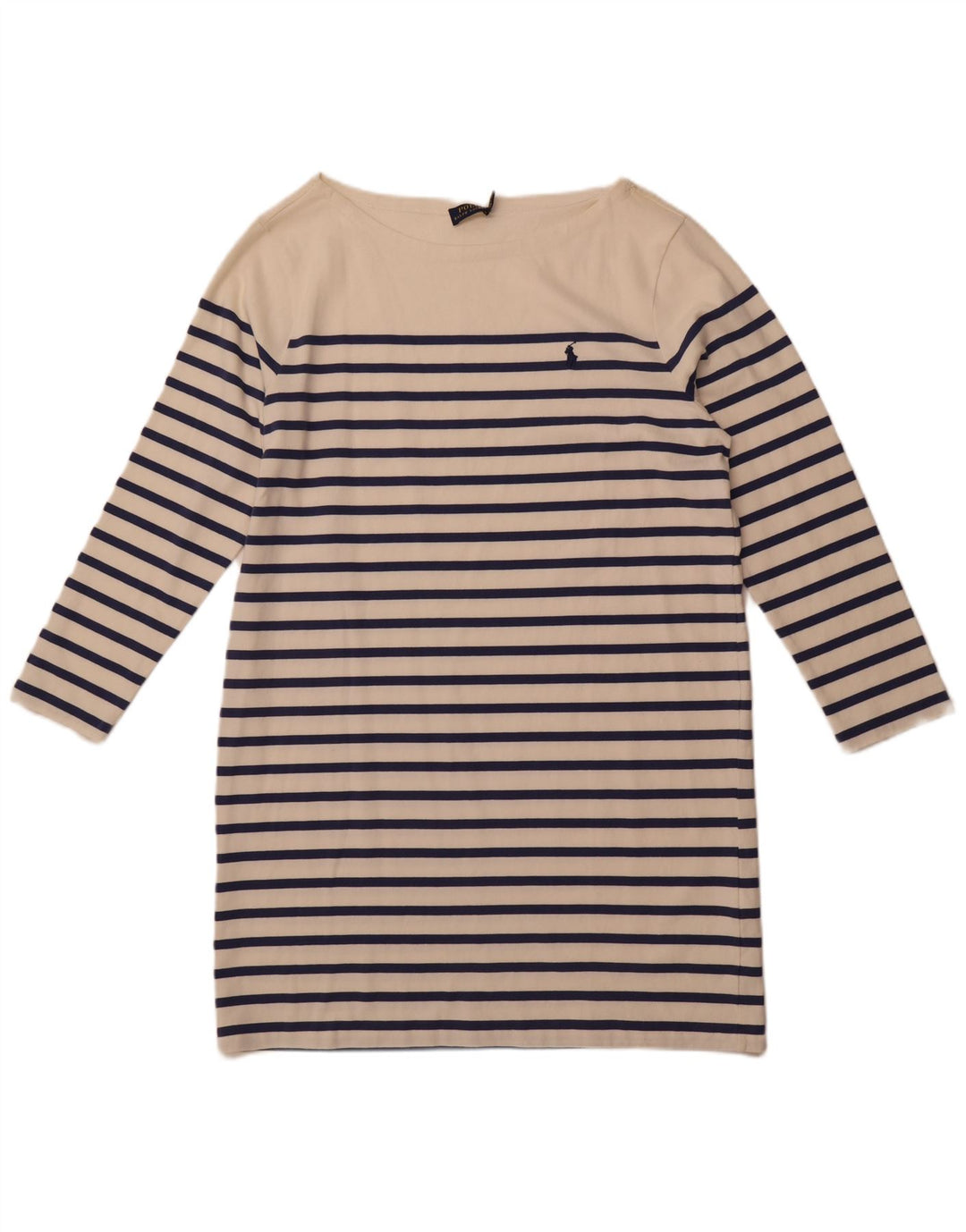 POLO RALPH LAUREN Abito t-shirt a maniche lunghe da donna UK 18 XL a righe bianche