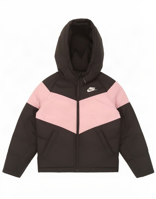 Giacca imbottita con cappuccio Nike per ragazze 8-9 anni piccola in poliestere color block nero