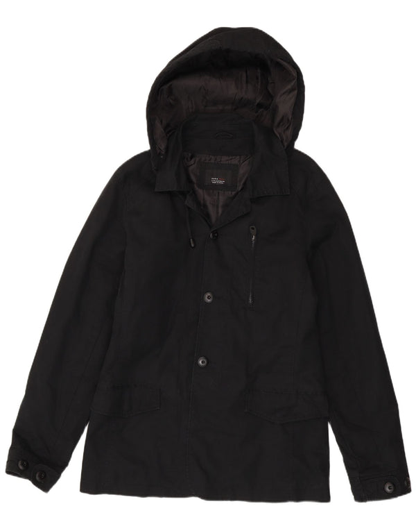 Giacca Parka con cappuccio da uomo Zara UK 38 cotone nero medio