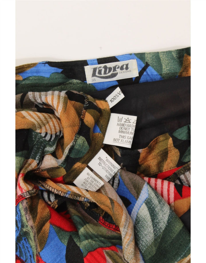Gonna a trapezio da donna LIBRA UK 14 media W29 viscosa floreale multicolore