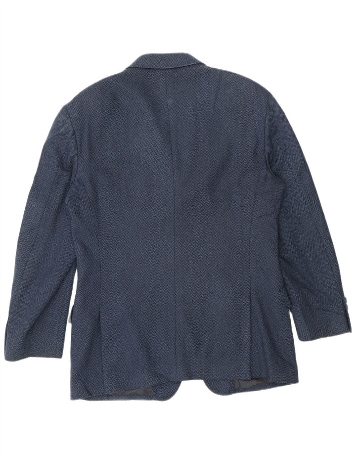Giacca blazer da uomo a 3 bottoni Valentino UK 38 media blu navy a spina di pesce