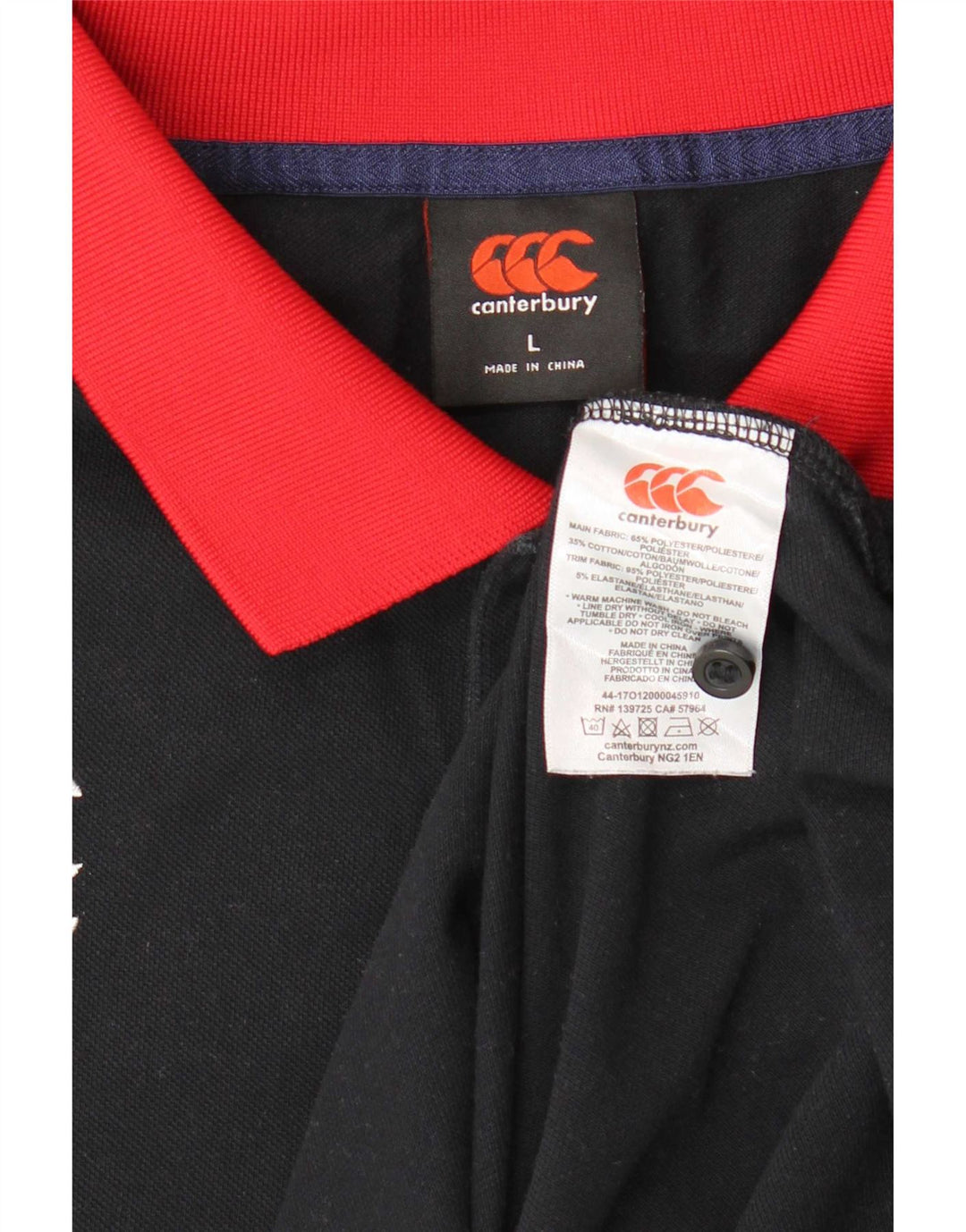 Polo grafica da uomo Canterbury, grande, in poliestere color block nero