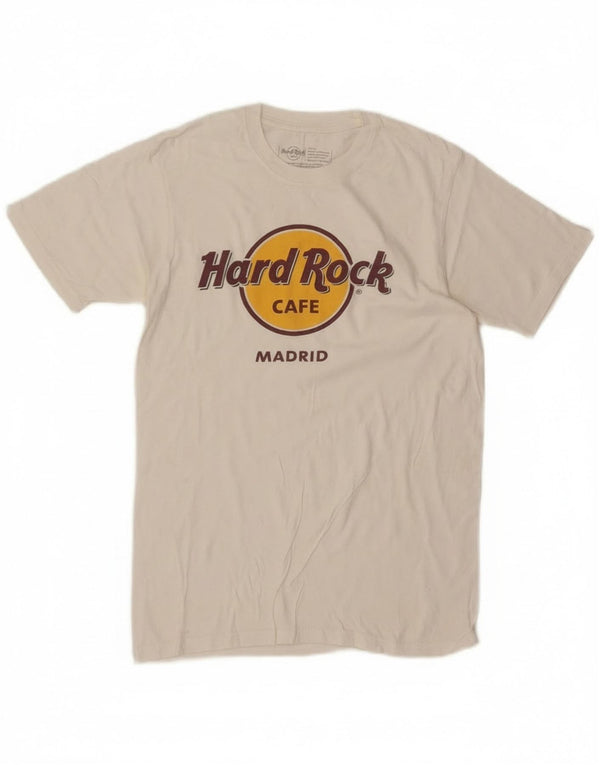 Hard Rock Cafe Mens Madrid Graphic T-Shirt Top Small White Cotton
