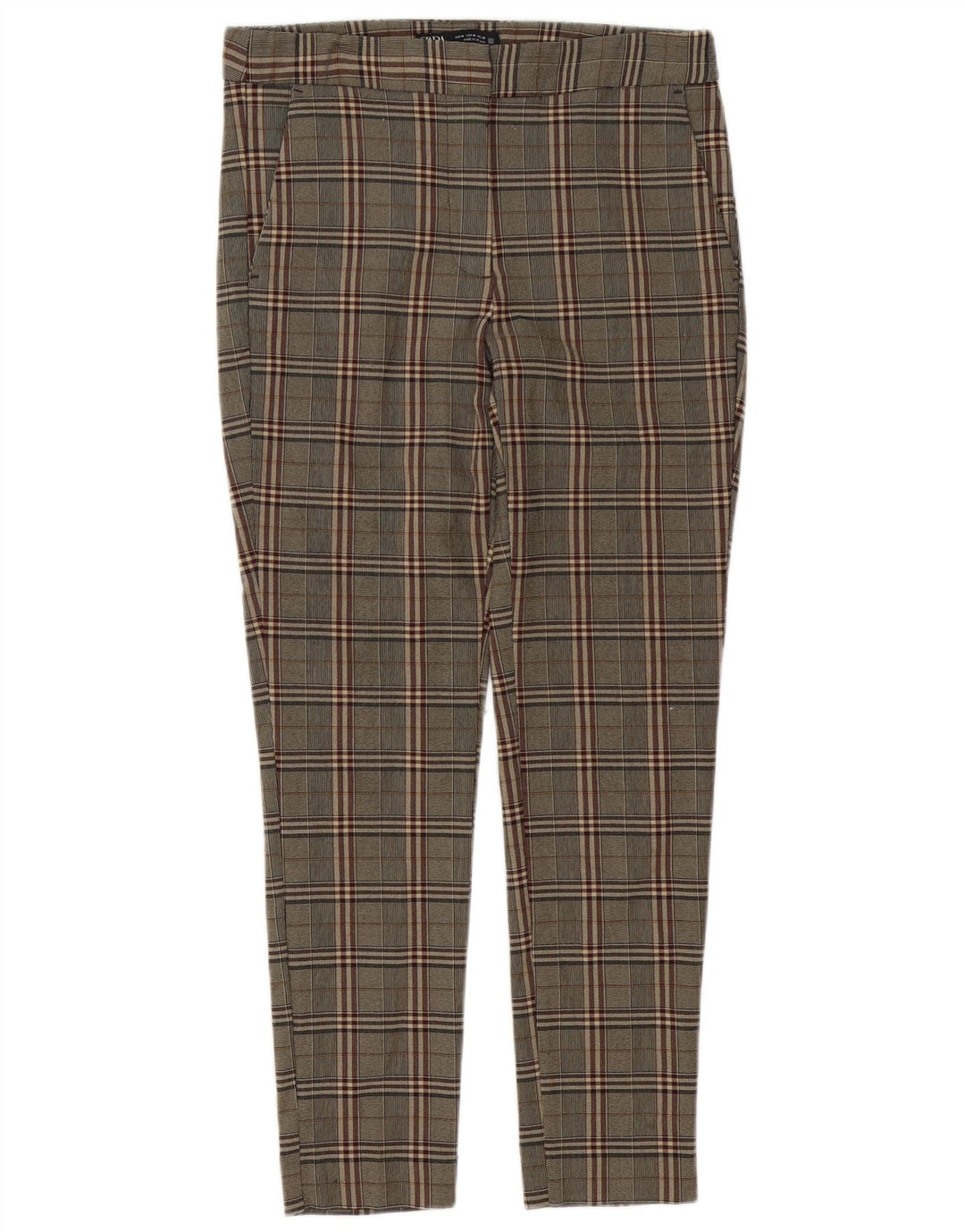 Pantaloni chino slim da donna Zara medi W28 L27 a quadri marroni