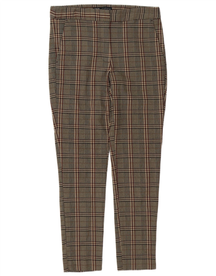 Pantaloni chino slim da donna Zara medi W28 L27 a quadri marroni