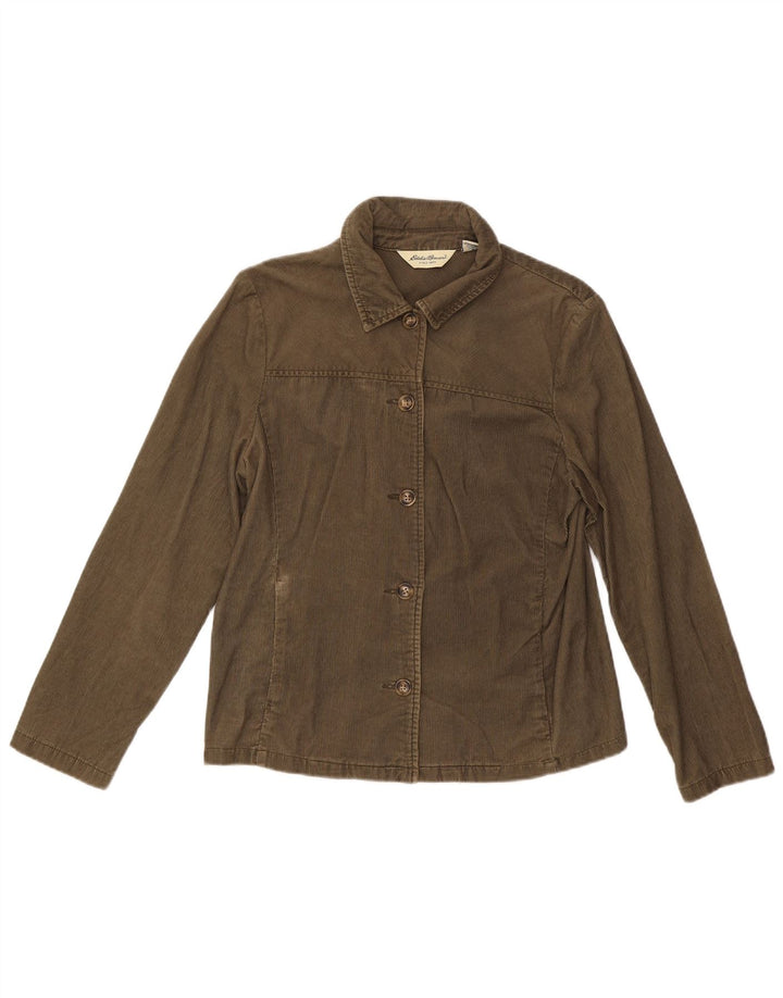 Giacca da donna in velluto a coste Eddie Bauer UK 14 cotone kaki medio